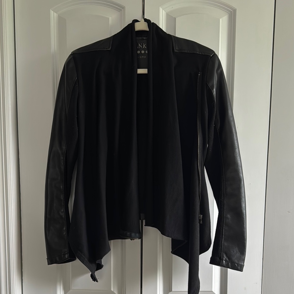 Blank NYC Black Leather Waterfall Jacket